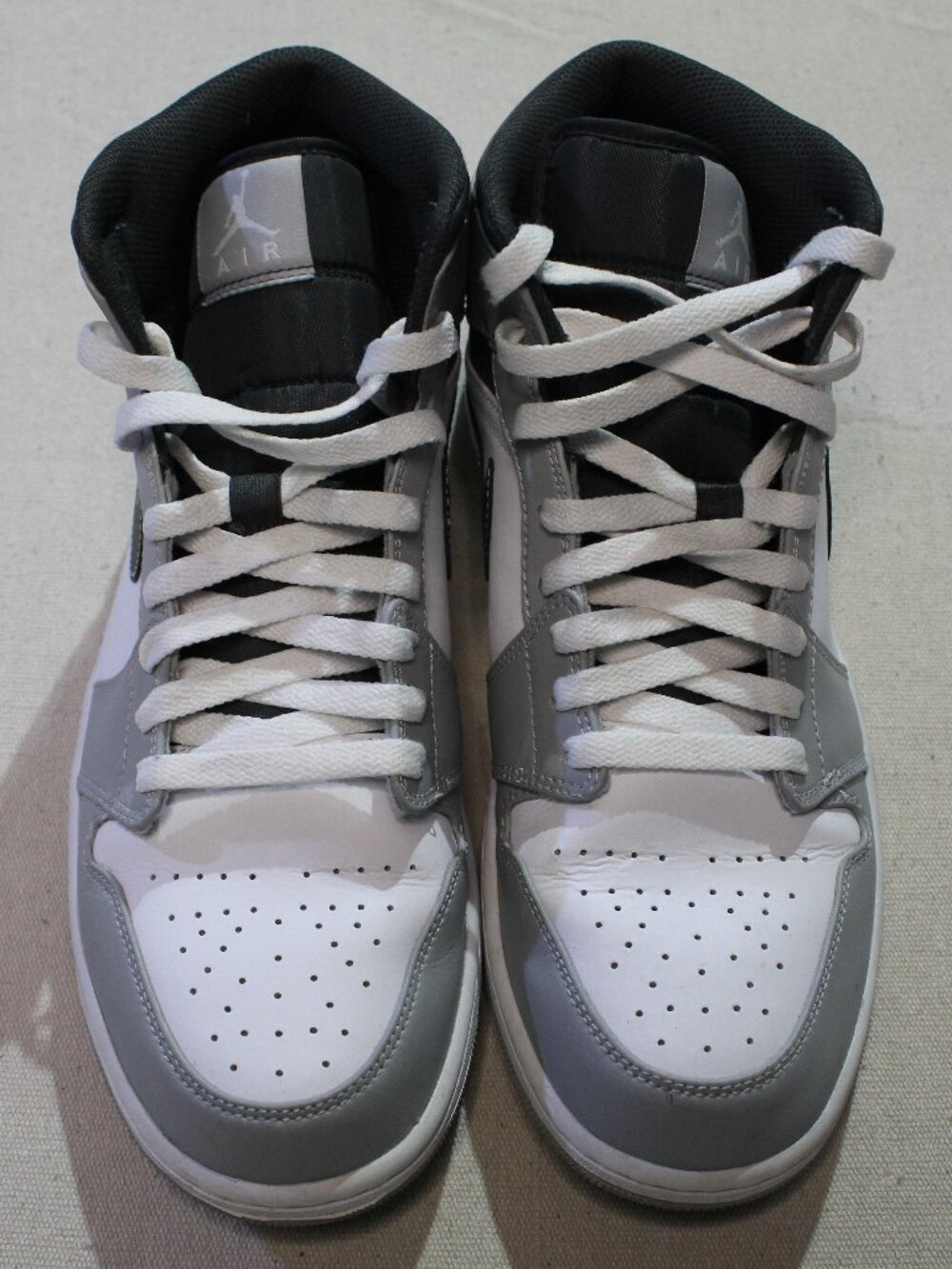 Nike Air Jordan 1 Mid Light Smoke Grey Anthracite Sneakers, White, Sz 11.5